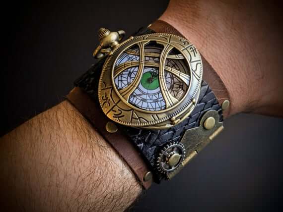 Steampunk leather outlet wrist watch